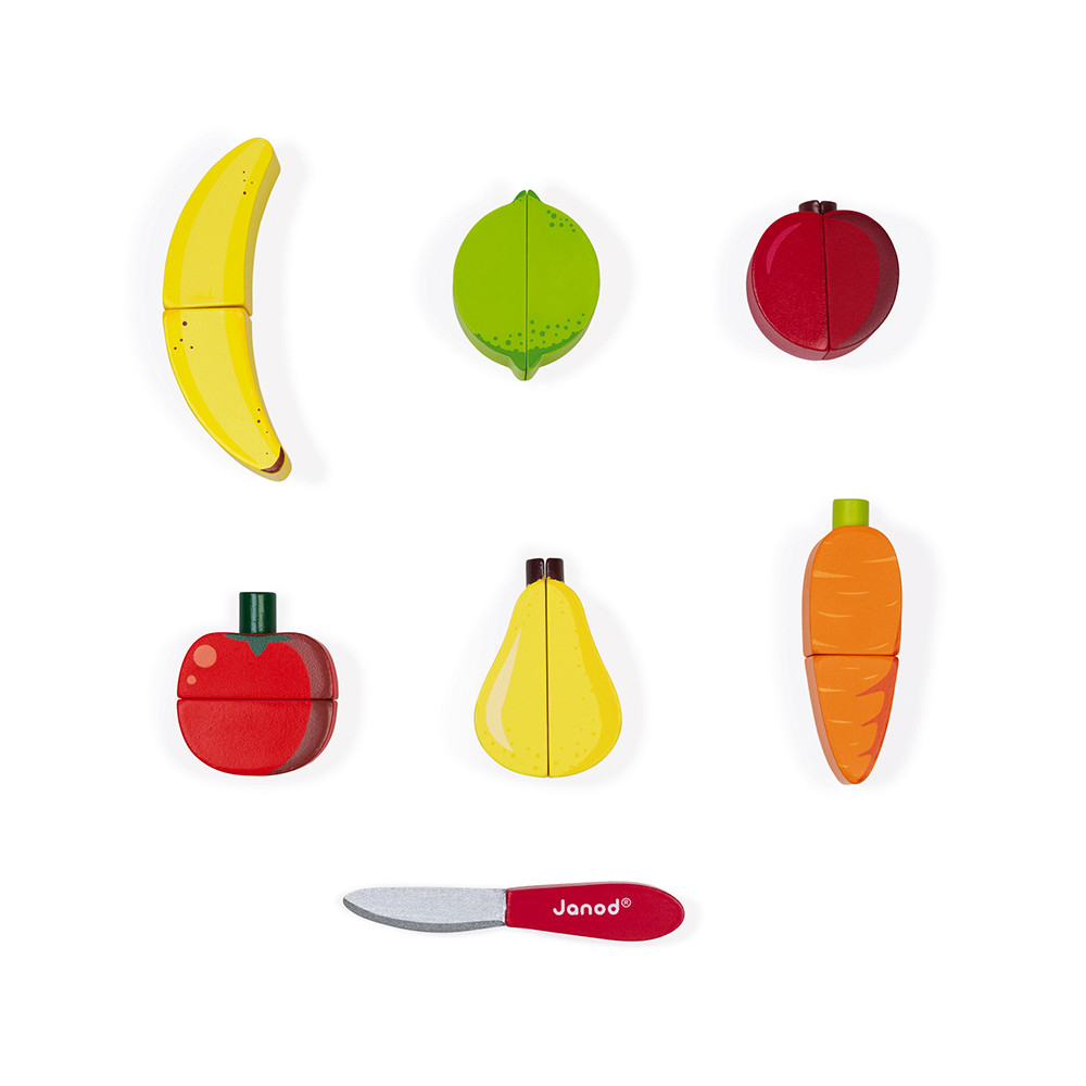 Obst- und Gemüse-Set Janod "Green Market" mit Schneidebrett (magnetisch)