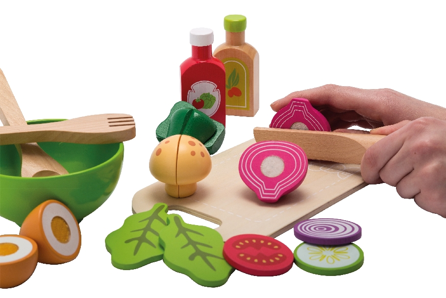 Set giocattolo in legno tagliere e insalata Jouéco
